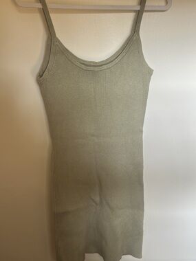 Rhythm. Ribbed Spaghetti Strap Midi Dress in Sage